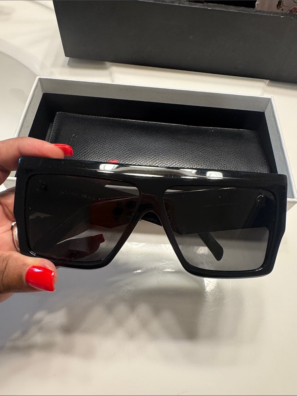 Celine Black Oversized Shield Sunglasses